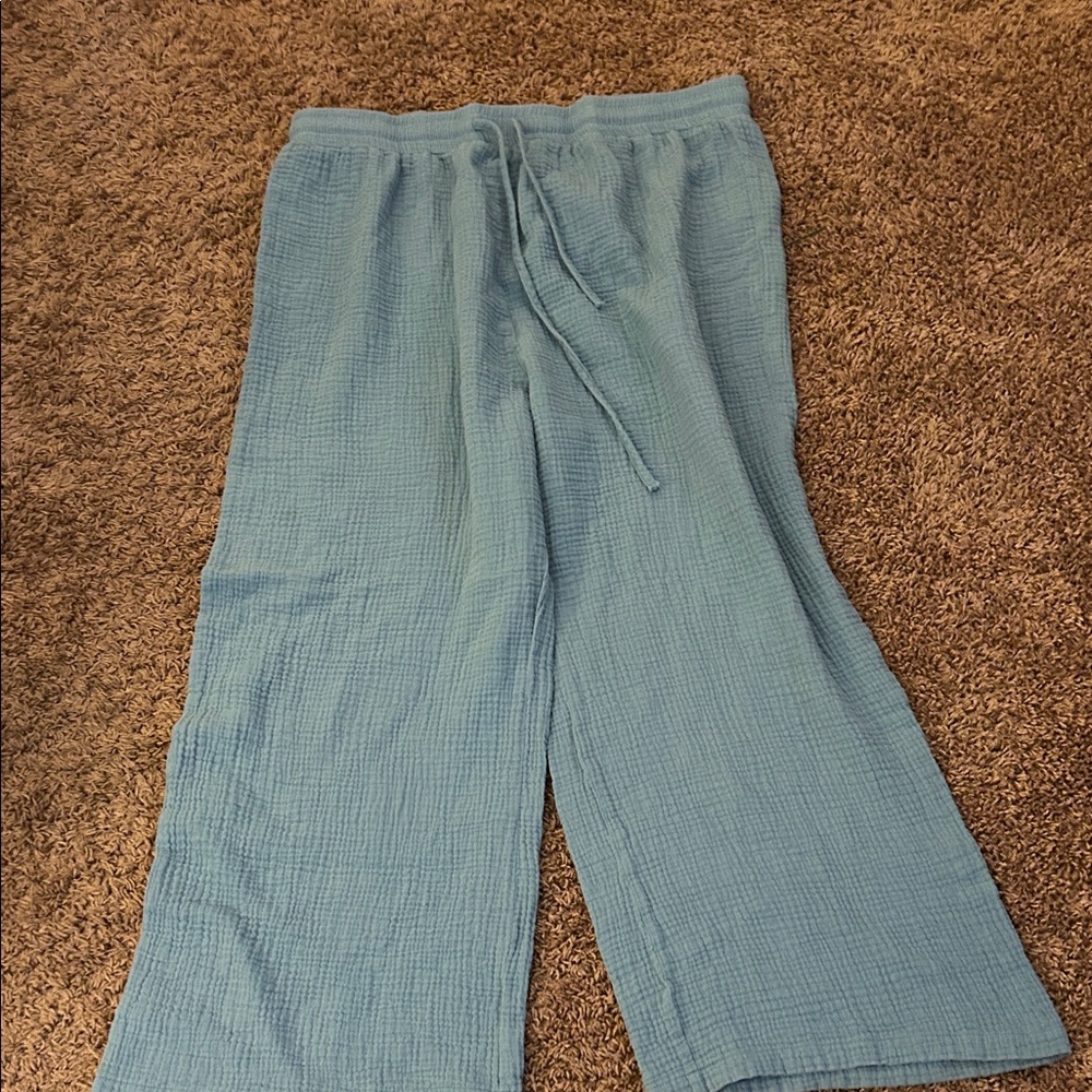 Light Blue Women’s' Pull-On Wide Leg Bottoms